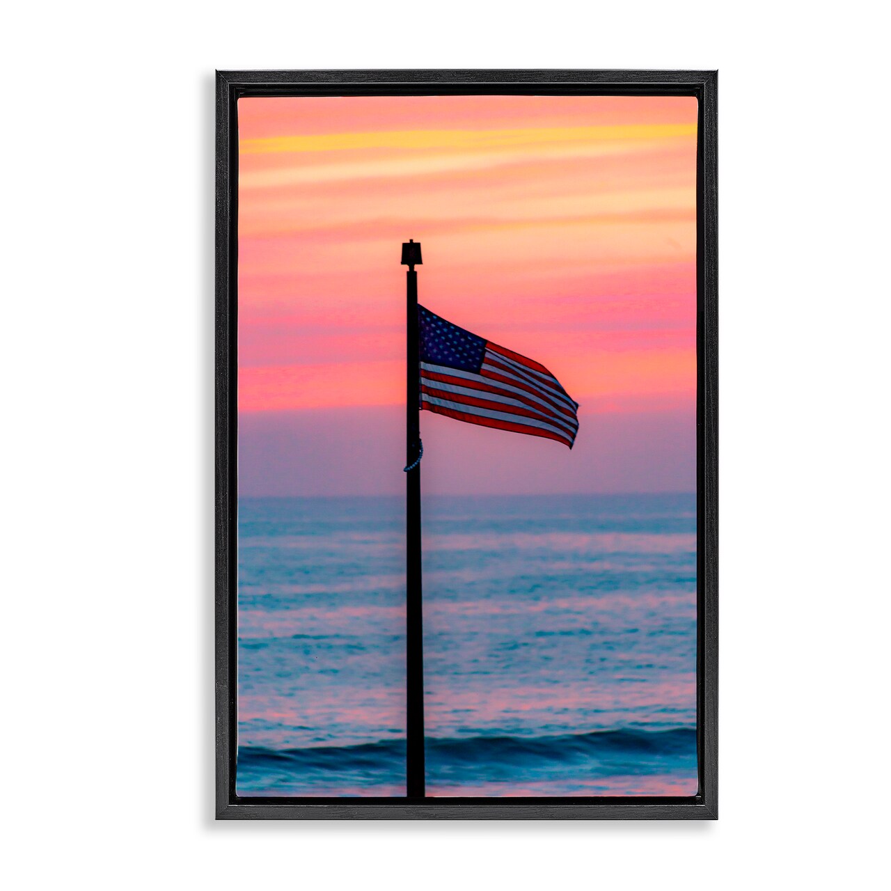 Stupell Industries USA Flag Against Sunset Floating Frame, design by Jeff Poe Photography